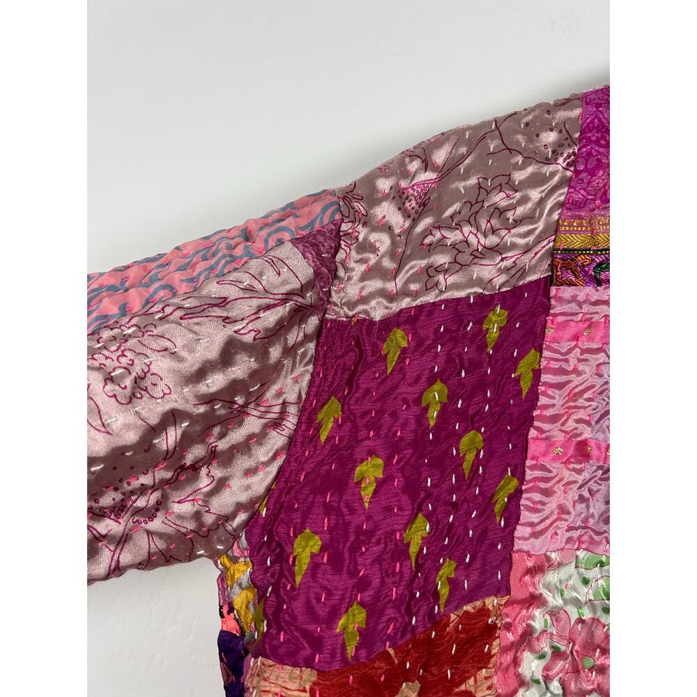 Vintage Boho Patchwork Reversible Jacket Pink Qui… - image 5